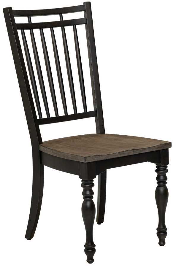 Liberty Furniture Magnolia Manor Antique Black/Weathered Bark Spindle Back Dining Side Chair-0