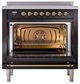 Ilve® Nostalgie II Noblesse 36'' Glossy Black Pro Style Induction Range with Brass Trim-2