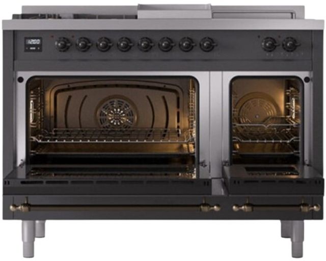 Ilve® Nostalgie II Series 48" Graphite Matte Pro Style Dual Fuel Range-1