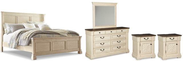 Signature Design by Ashley® Bolanburg 5-Piece Antique White Queen Panel Bed Set-0