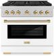 ZLINE Autograph Edition Paramount 36" Satin Stainless Steel Pro Style Dual Fuel Range with White Matte Door and Polished Gold Accents-0