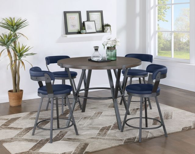 Homelegance® Appert Blue Swivel Counter Height Chair-1