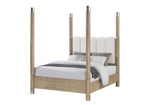 Global Furniture USA Santo Brown Queen Upholstered Poster Bed