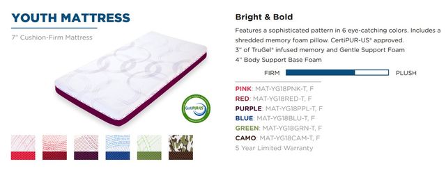 Glideaway® Youth 7" Pink Cushion Firm Memory Foam Full Mattress-2