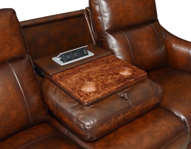 Steve Silver Co. Akari English Chestnut Dual-Power Recliner Sofa with Dropdown Console-3
