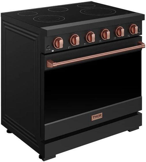 Thor Kitchen® Gordon Ramsay 36" Black/Rose Gold Freestanding Pro Style Electric Range-2
