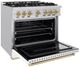 ZLINE Classic Series Autograph Edition 36" Stainless Steel Pro Style Gas Range with White Matte Door and Champagne Bronze Accents-2