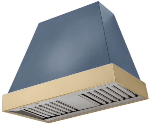 AGA Euclid 36" Stone Blue Wall Mounted Range Hood  with Brushed Brass Trim-0