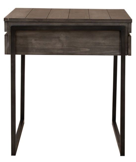 Liberty Furniture Gateway Weathered Gray End Table with Black Metal Frames-3