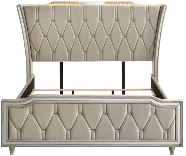 Coaster® Lorient Camel/Ivory California King Upholstered Panel Bed with LED-3