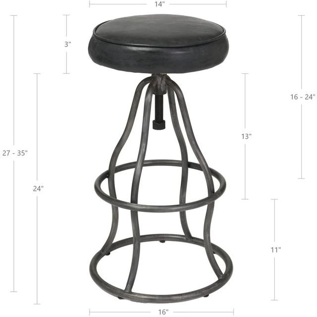 LH Home Seating Coachella Bowie Black/Gunmetal Adjustable Stool-3