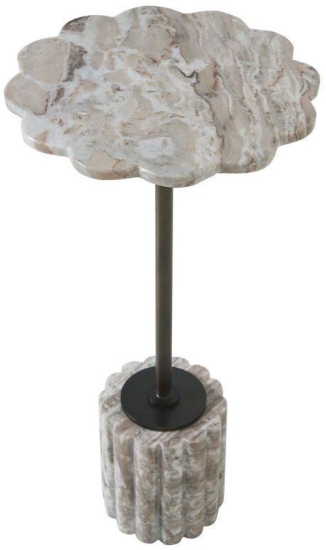 Uttermost® Lana Dark Bronze/Natural Scalloped Marble Drink Table-3