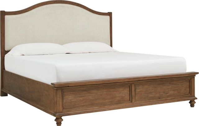 aspenhome® Hensley Beige/Honey King Upholstered Panel Bed-0