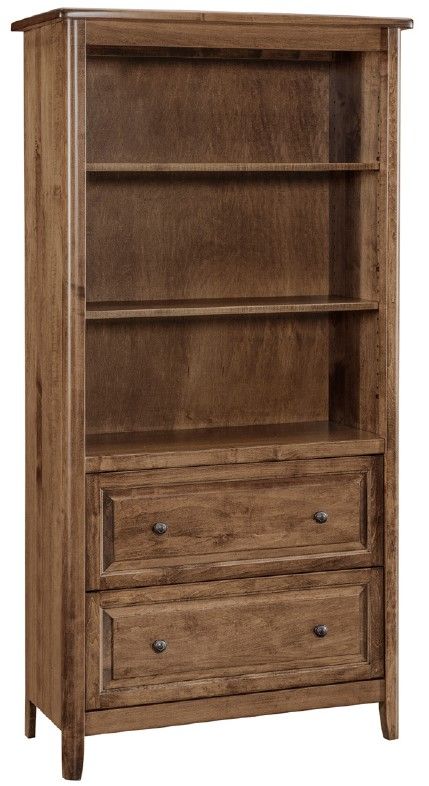 Archbold Furniture Customizable Amish Essentials Carson 36" x 72" Bookcase with 2-Drawers-0