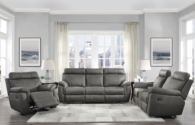 Homelegance® Clifton Gray Double Manual Reclining Sofa-1