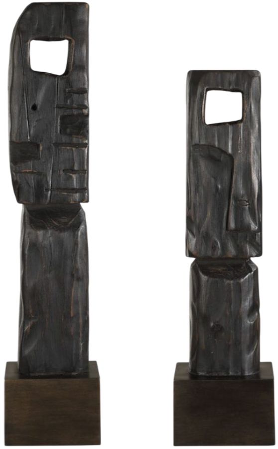 Uttermost® Cipher 2-Piece Aged Black/Brown Totem Set-0