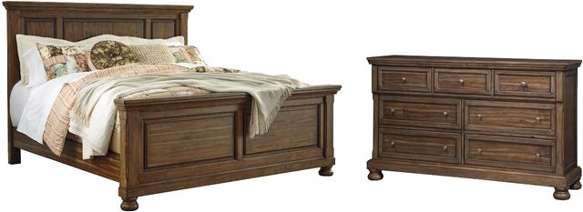 Signature Design by Ashley® Flynnter 2-Piece Medium Brown King Panel Bed Set-0