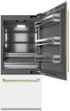 ZLINE Autograph Edition 36" 19.8 Cu. Ft. White Matte Built-In Bottom Freezer Refrigerator with Water Dispenser, Ice Maker, Graphite Gray Interior, and Champagne Bronze Accents-3