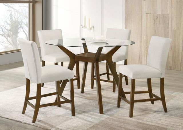 Coaster® Paxton 5-Piece Beige/Brown Round Counter Dining Table Set-1
