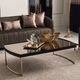 Michael Amini® Lisbon Mirrored Silken Matte Black Cocktail Table with Gold Base-1