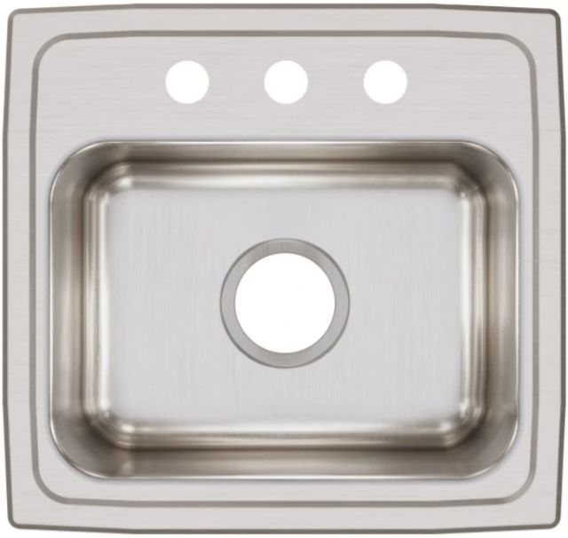 Elkay Lustertone® Classic Lustrous Satin 17" x 16" x 7-5/8" 3-Hole Single Bowl Drop-In Sink-1