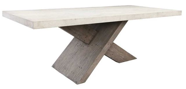 Classic Home Durant Weathered Chalk 84" Dining Table with Distressed Gray Base-0