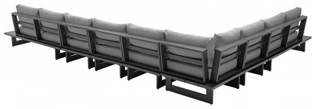 Meridian Furniture Maldives 4-Piece Dark Gray/Gray Aluminum/Fabric 185" Outdoor Modular Sectional-2