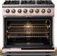 Viking® 5 Series 36" Blush Pro Style Dual Fuel (LP) Range with Brushed Brass Trim-1