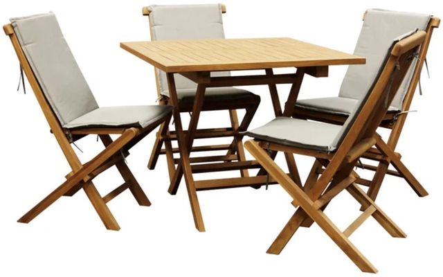 Stylecraft 5-Piece Solid Teak Water Base Natural Outdoor Dining Set -0