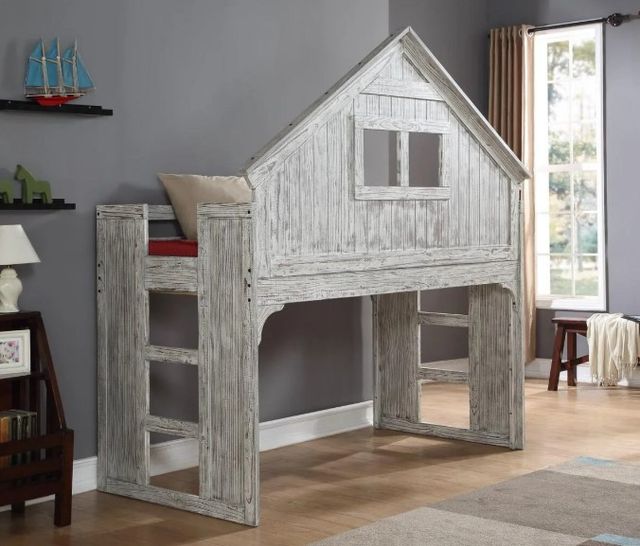 Donco Kids Clubhouse Brushed Driftwood Youth Twin Tall Loft Bed-1