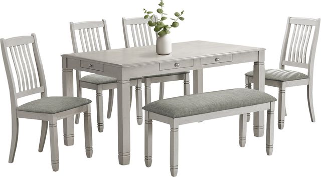 Monarch Specialties Inc. Antique Grey 60" Rectangular Dining Table with Drawers-0