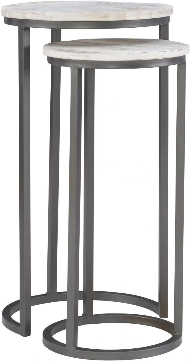 Powell® Weston 2-Piece White Nesting Table Set with Dark Gray Base