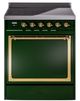 Ilve® Nostalgie II Noblesse 30'' Emerald Green Pro Style Induction Range with Brass Trim-0
