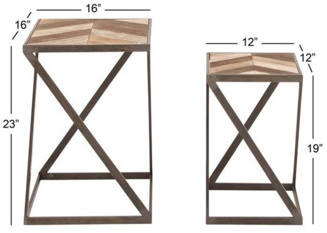 Deco Marche 2-Piece Brown Accent Table-2