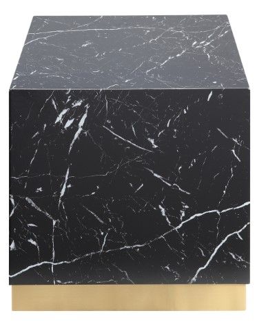 Mazin Furniture Astraia Black Faux Marble End Table with Brushed Gold Base-1