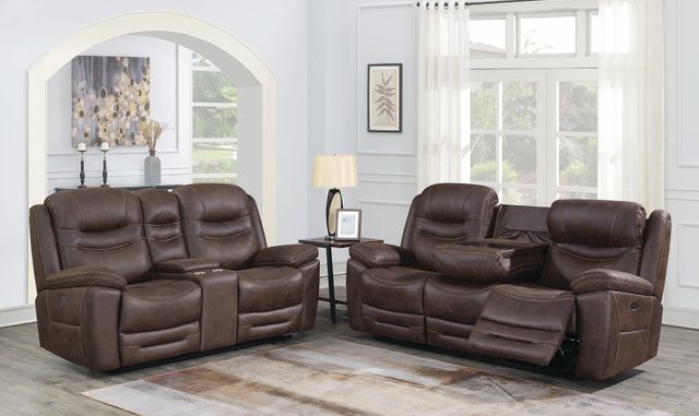 Coaster® Hemer 2-Piece Chocolate Power Headrest Reclining Living Room Set-0