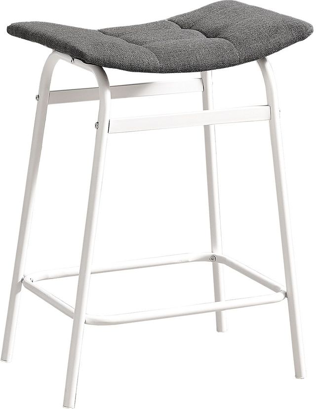 Monarch Specialties Inc. 2-Piece Grey/White 24" Upholstered Counter Height Stools Set-0