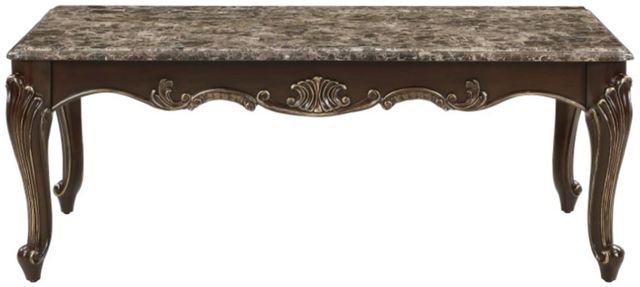 Homelegance® Balthasar Marble Top Cocktail Table with Cherry Base-2