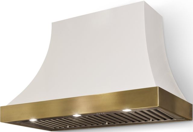 AGA Cascade 48" White Wall Mounted Range Hood  with Polished Brass Trim-0