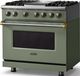 Viking® 5 Series 36" Eucalyptus Pro Style Dual Fuel (NG) Range with Brushed Brass Trim-3