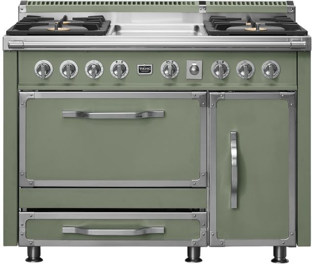 Viking® Tuscany 48" Eucalyptus Pro Style Dual Fuel Range with Griddle-0