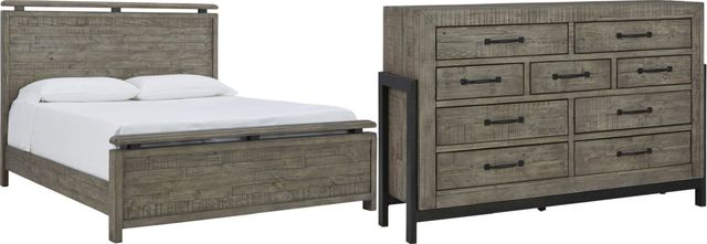 Signature Design by Ashley® Brennagan 2-Piece Gray California King Panel Bed-0