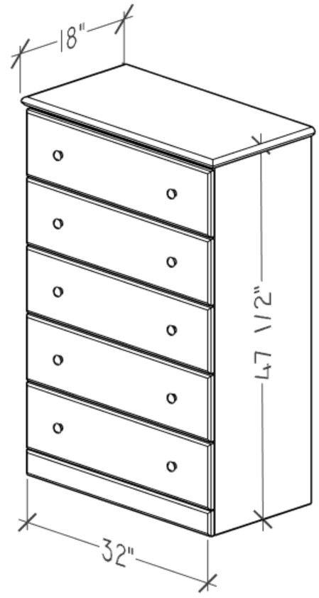 Perdue Woodworks Big Chester Gray 32" 5-Drawer Big Chest-2