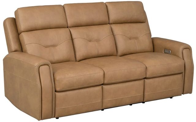 Flexsteel® Felix Toasted Almond Leather Power Reclining Sofa with Power Headrest and Lumbar-0