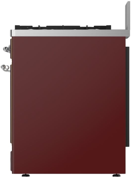 Ilve® Majestic III 30" Burgundy Pro Style Dual Fuel Natural Gas Range with Triple Glass Door and Chrome Trim-3