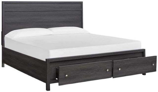Magnussen Home® Merrifield Merino Pearl/Raisin Black Queen Panel Storage Bed-1