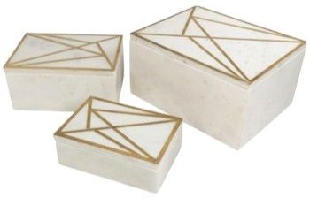 Signature Design by Ashley® Ackley 3-Piece White/Brass Box Set-2