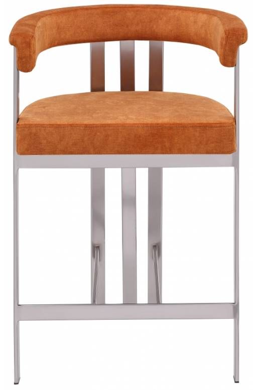 Meridian Furniture Marcello Brushed Cognac/Brushed Chrome Counter Stool-1