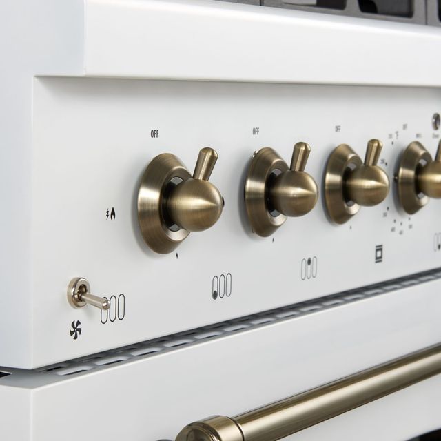 FORNO® Antico Alta Qualita 36" White Pro Style Dual Fuel Range-4