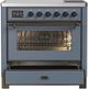 Ilve® Majestic III 36" Blue Gray Pro Style Induction Range with Triple Glass Door and Burnished Trim-3